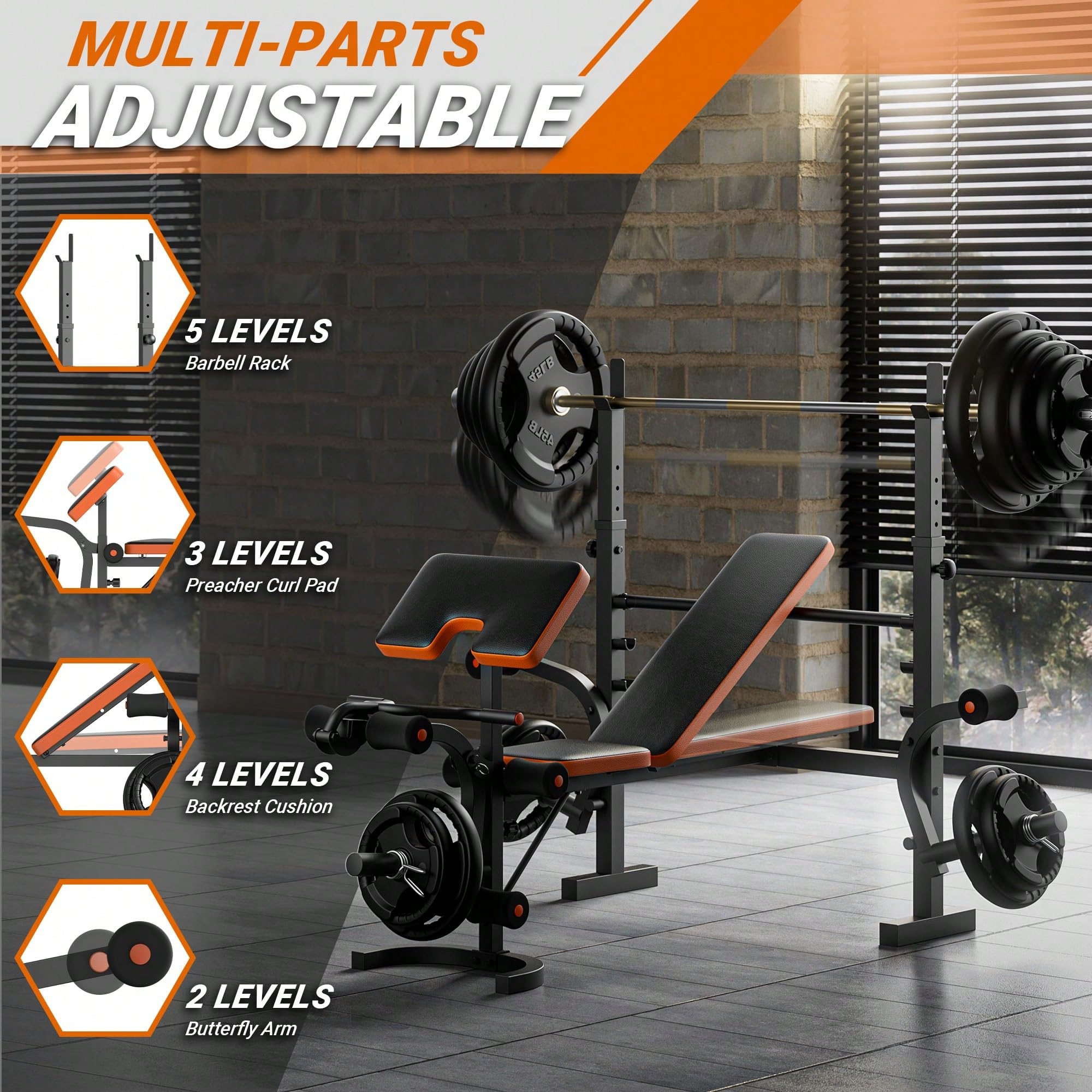 GIKPAL Weight Bench, Bench Pre - Home Gym Leg Extension review and price