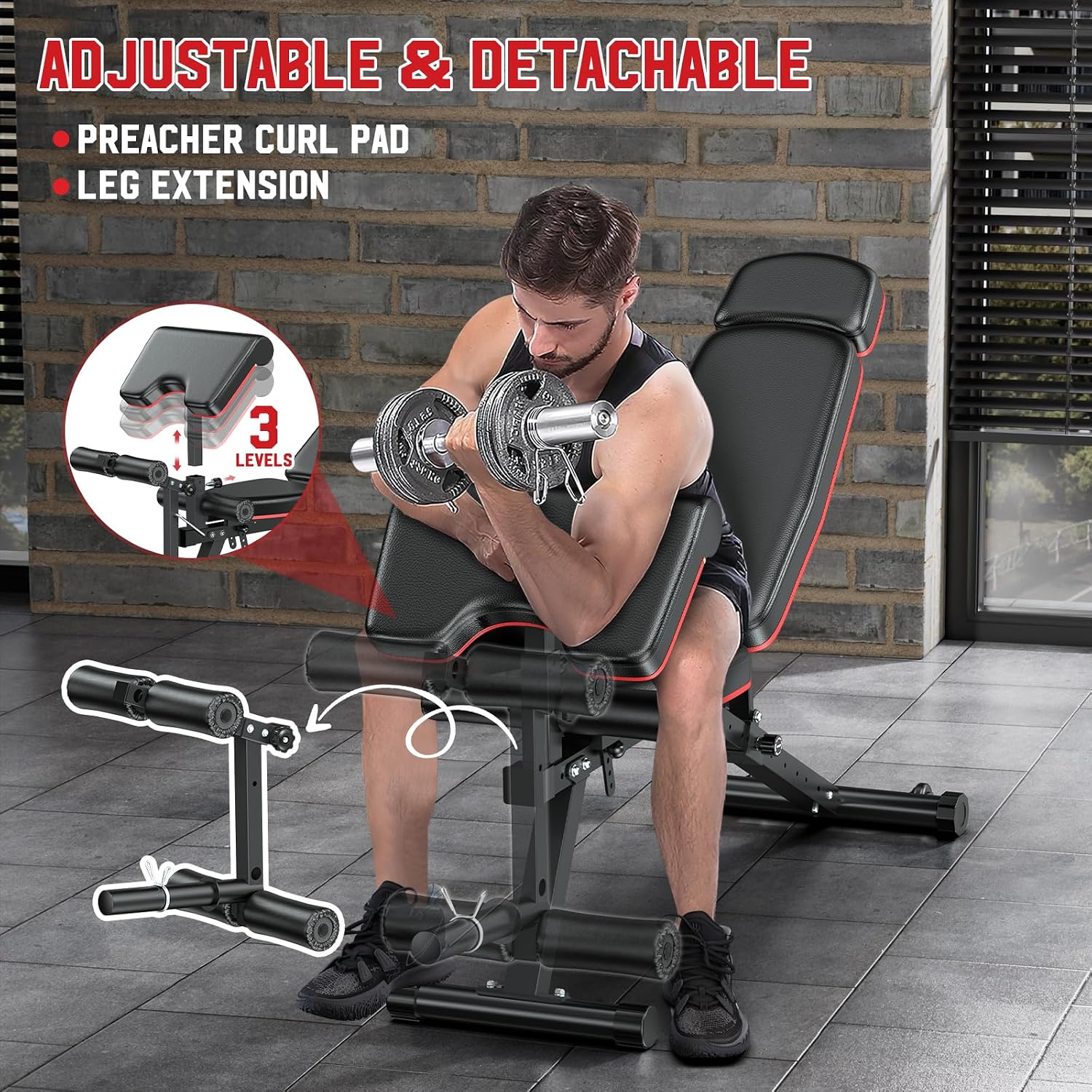 Adjustable Weight Bench with L - Home Gym Leg Extension review and price
